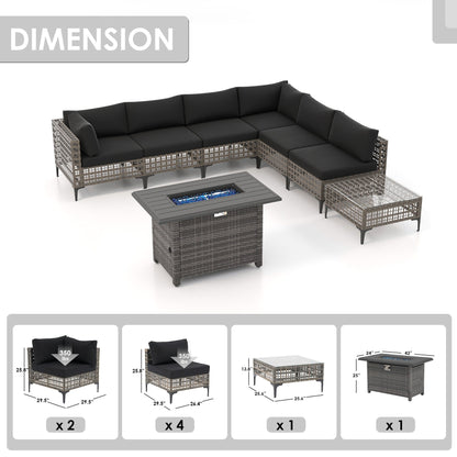 Gruppo di posti a sedere componibili per esterni da 6 persone con braciere