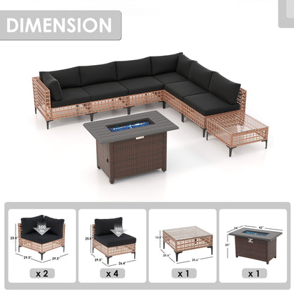 Gruppo di posti a sedere componibili per esterni da 6 persone con braciere