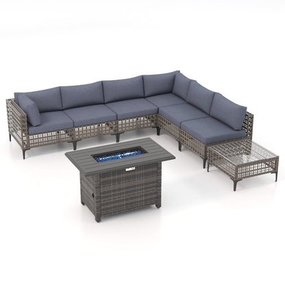 Gruppo di posti a sedere componibili per esterni da 6 persone con braciere