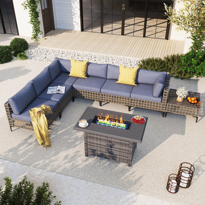 Gruppo di posti a sedere componibili per esterni da 6 persone con braciere