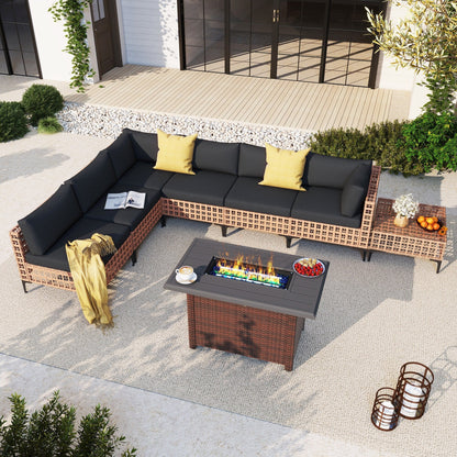 Gruppo di posti a sedere componibili per esterni da 6 persone con braciere