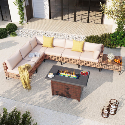 Gruppo di posti a sedere componibili per esterni da 6 persone con braciere