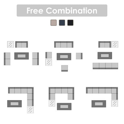 Gruppo di posti a sedere componibili per esterni da 6 persone con braciere