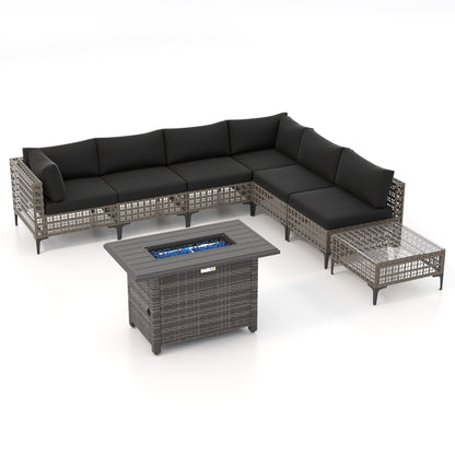 Gruppo di posti a sedere componibili per esterni da 6 persone con braciere