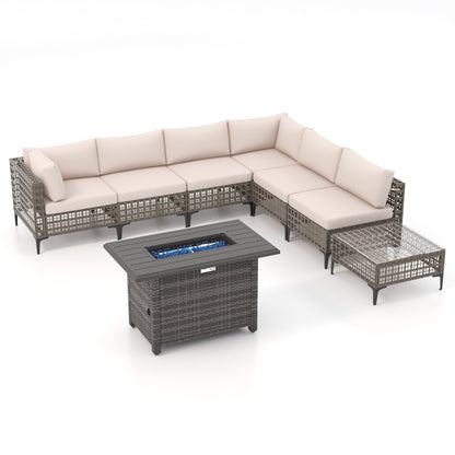 Gruppo di posti a sedere componibili per esterni da 6 persone con braciere