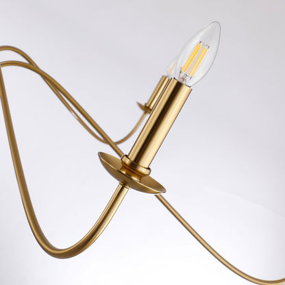 Lampadario minimalista da 64 pollici con 6 luci in nero opaco/oro/cromo - N/D