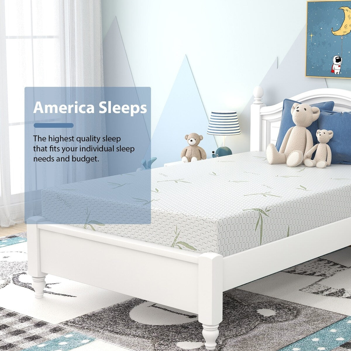 Materasso in memory foam da 10 pollici, sensazione medio-rigida con rivestimento in bambù, certificato CertiPUR-US