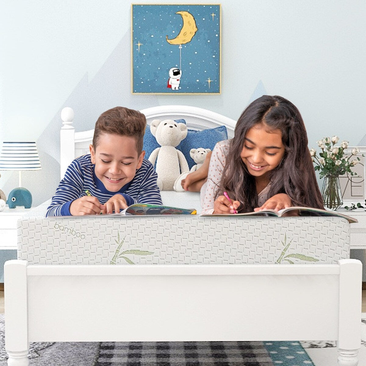 Materasso in memory foam da 10 pollici, sensazione medio-rigida con rivestimento in bambù, certificato CertiPUR-US