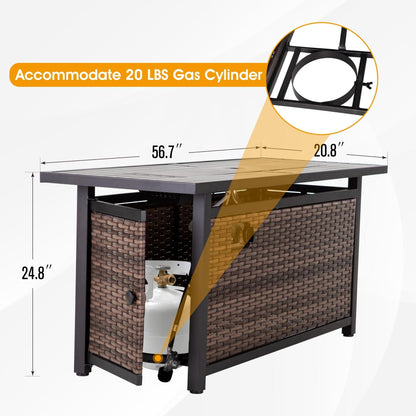 Set di divani componibili in vimini per esterni da 6-11 pezzi, set di mobili a mezzaluna, ampi posti a sedere, set da conversazione con tavolo con braciere