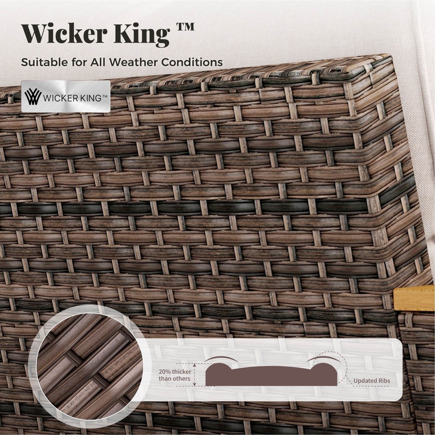 Set di divani componibili in vimini per esterni da 6-11 pezzi, set di mobili a mezzaluna, ampi posti a sedere, set da conversazione con tavolo con braciere