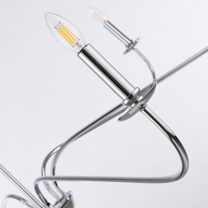 Lampadario minimalista da 64 pollici con 6 luci in nero opaco/oro/cromo - N/D