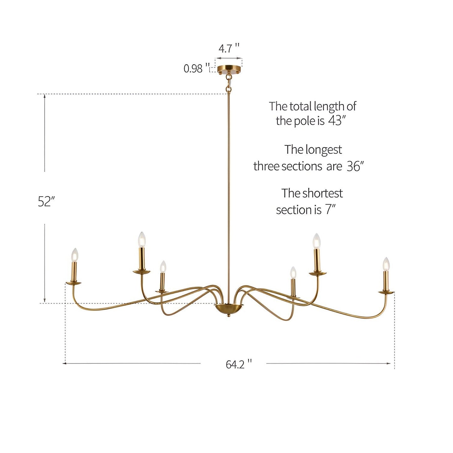 Lampadario minimalista francese classico a 6 luci con illuminazione a candela