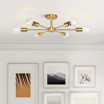 Lampada da soffitto semi-incassata Sputnik Linear Cluster a 6 luci, moderna e dimmerabile, industriale