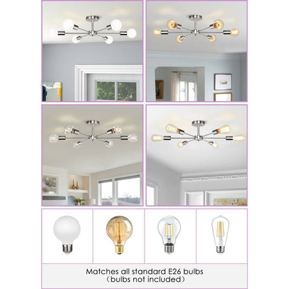 Lampada da soffitto semi-incassata Sputnik Linear Cluster a 6 luci, moderna e dimmerabile, industriale