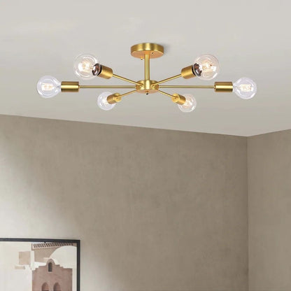 Lampada da soffitto semi-incassata Sputnik Linear Cluster a 6 luci, moderna e dimmerabile, industriale