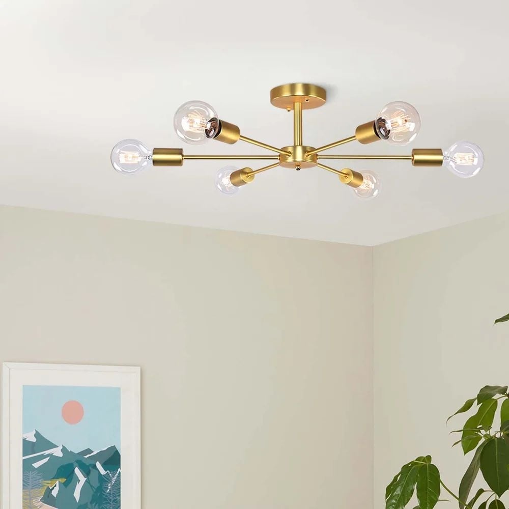 Lampada da soffitto semi-incassata Sputnik Linear Cluster a 6 luci, moderna e dimmerabile, industriale