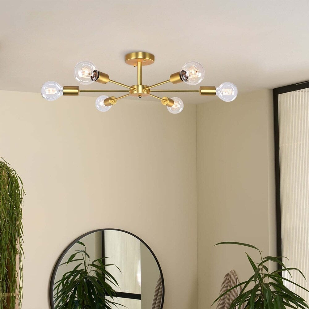 Lampada da soffitto semi-incassata Sputnik Linear Cluster a 6 luci, moderna e dimmerabile, industriale