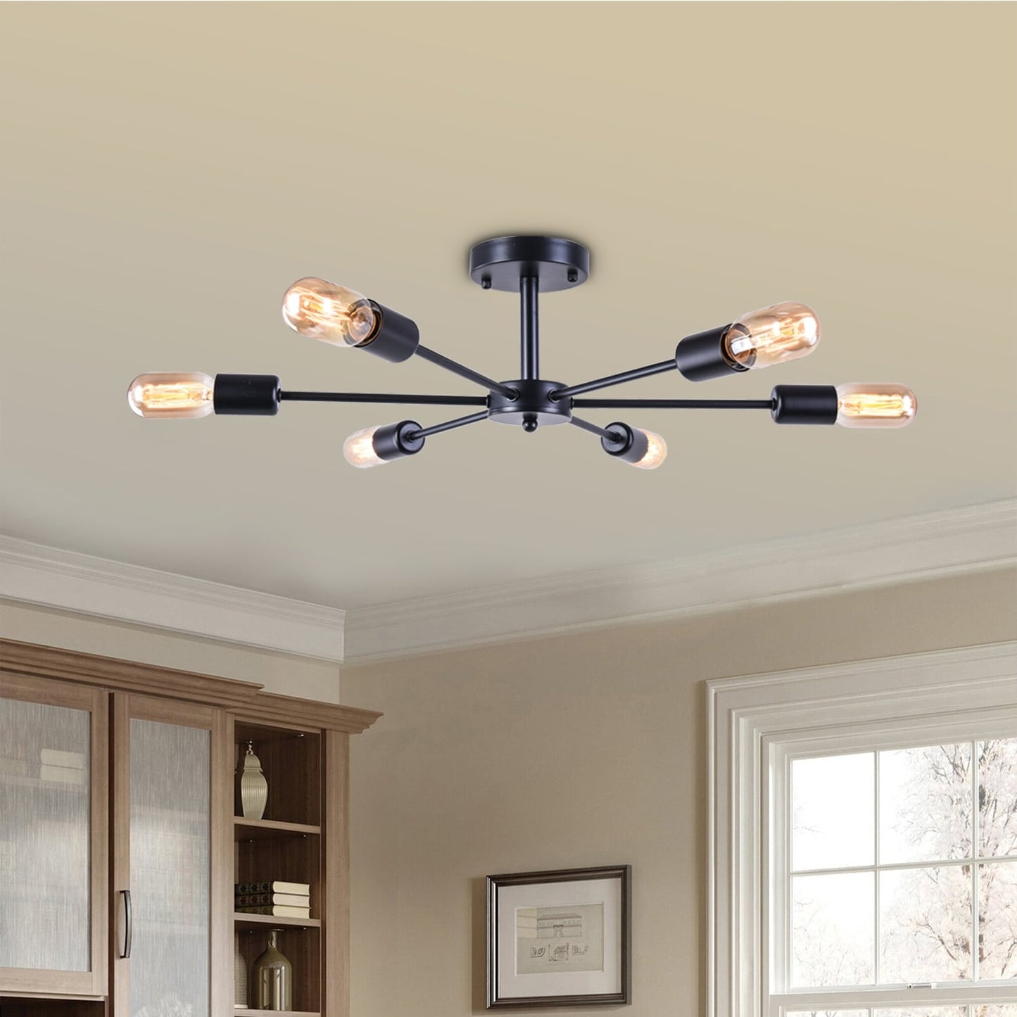 Lampada da soffitto semi-incassata Sputnik Linear Cluster a 6 luci, moderna e dimmerabile, industriale