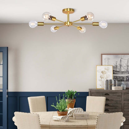 Lampada da soffitto semi-incassata Sputnik Linear Cluster a 6 luci, moderna e dimmerabile, industriale