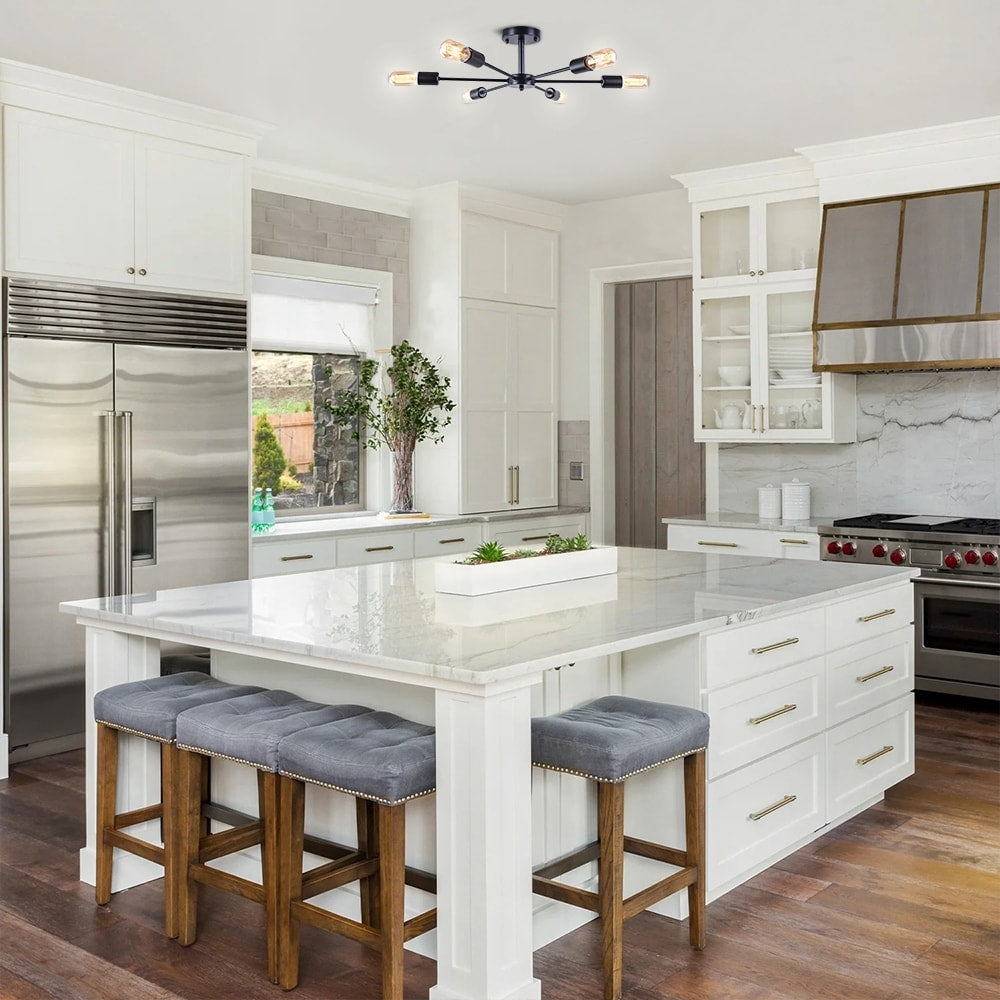 Lampada da soffitto semi-incassata Sputnik Linear Cluster a 6 luci, moderna e dimmerabile, industriale