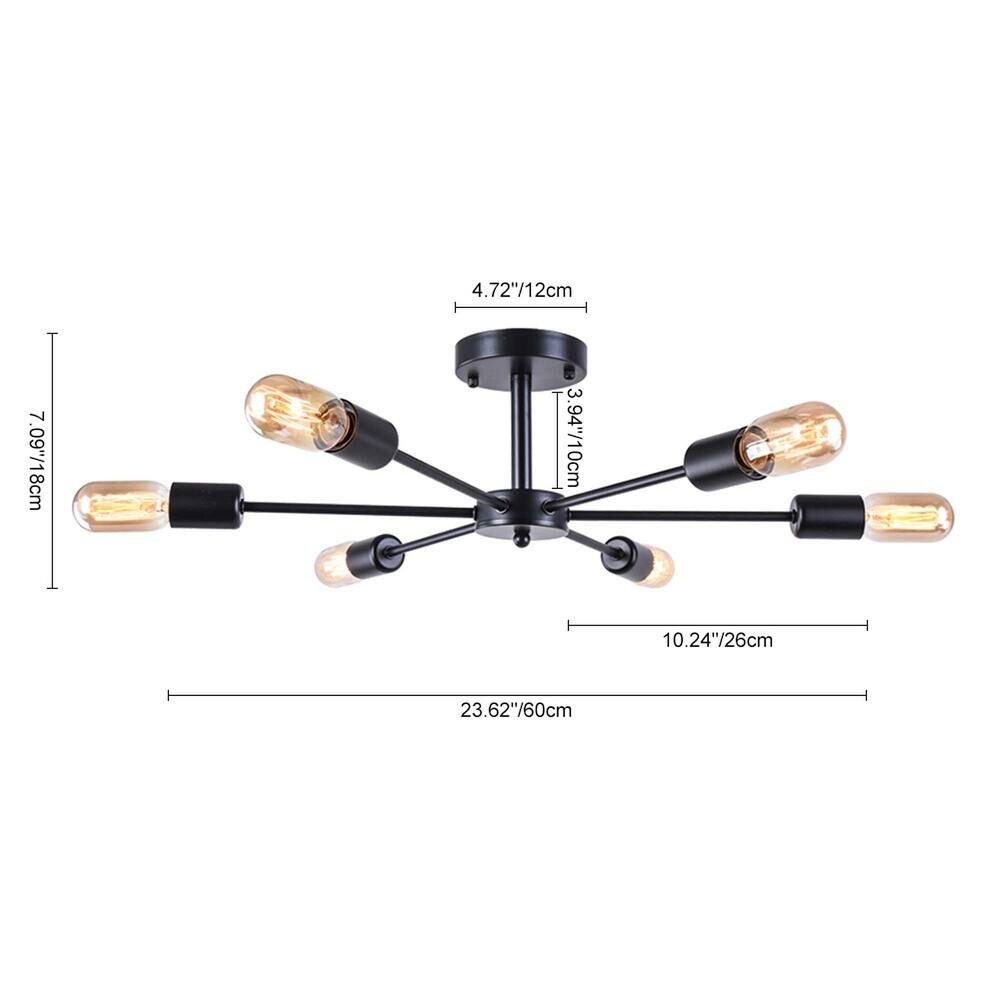Lampada da soffitto semi-incassata Sputnik Linear Cluster a 6 luci, moderna e dimmerabile, industriale