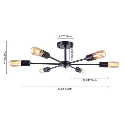 Lampada da soffitto semi-incassata Sputnik Linear Cluster a 6 luci, moderna e dimmerabile, industriale