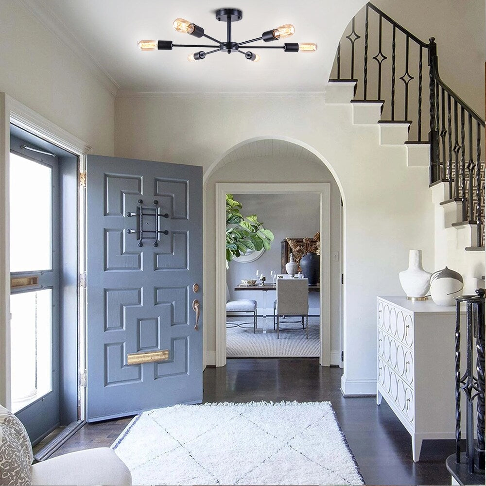 Lampada da soffitto semi-incassata Sputnik Linear Cluster a 6 luci, moderna e dimmerabile, industriale