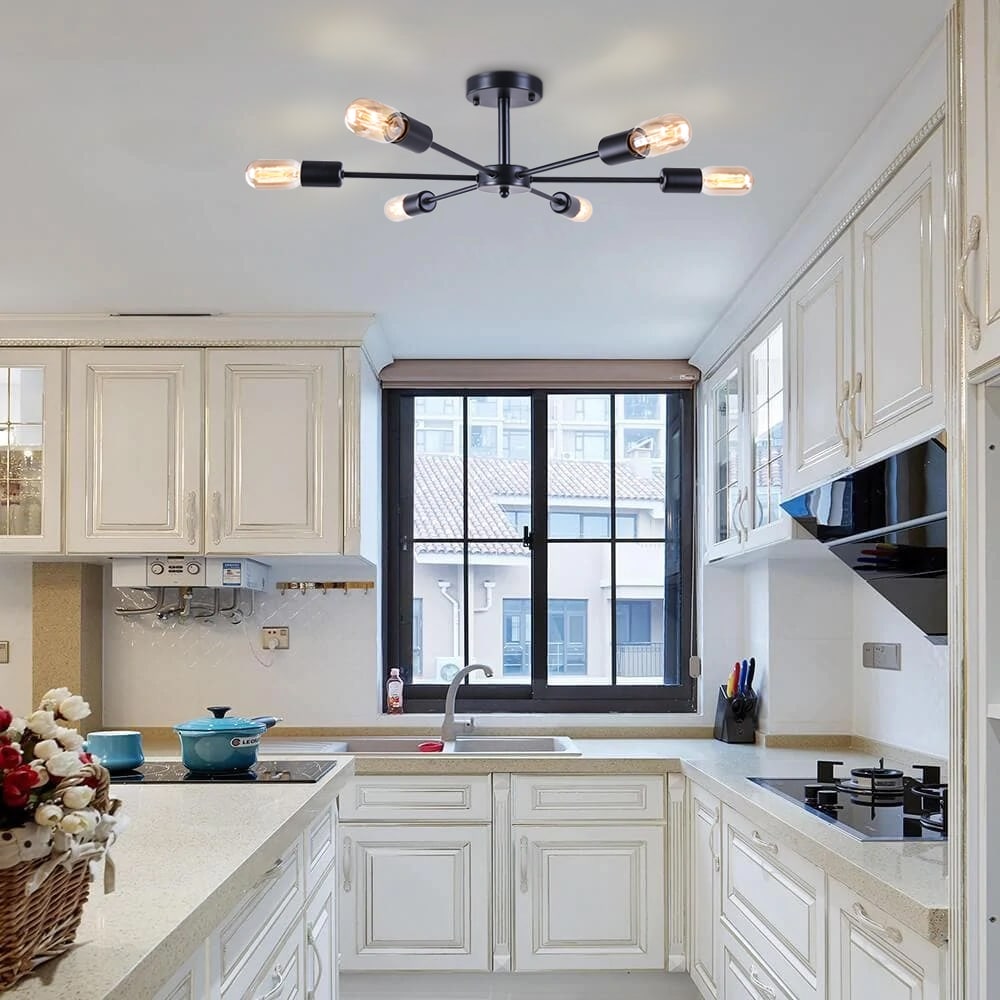 Lampada da soffitto semi-incassata Sputnik Linear Cluster a 6 luci, moderna e dimmerabile, industriale