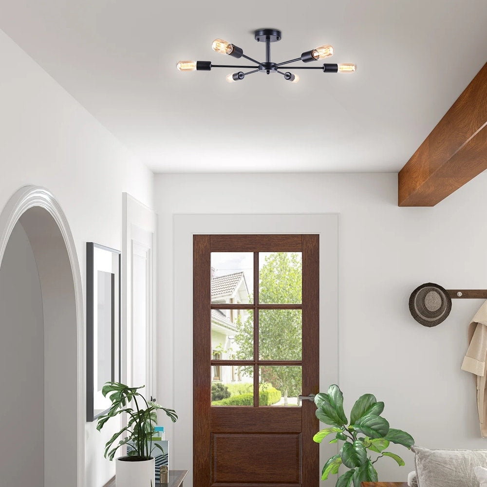 Lampada da soffitto semi-incassata Sputnik Linear Cluster a 6 luci, moderna e dimmerabile, industriale