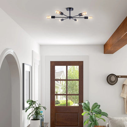 Lampada da soffitto semi-incassata Sputnik Linear Cluster a 6 luci, moderna e dimmerabile, industriale