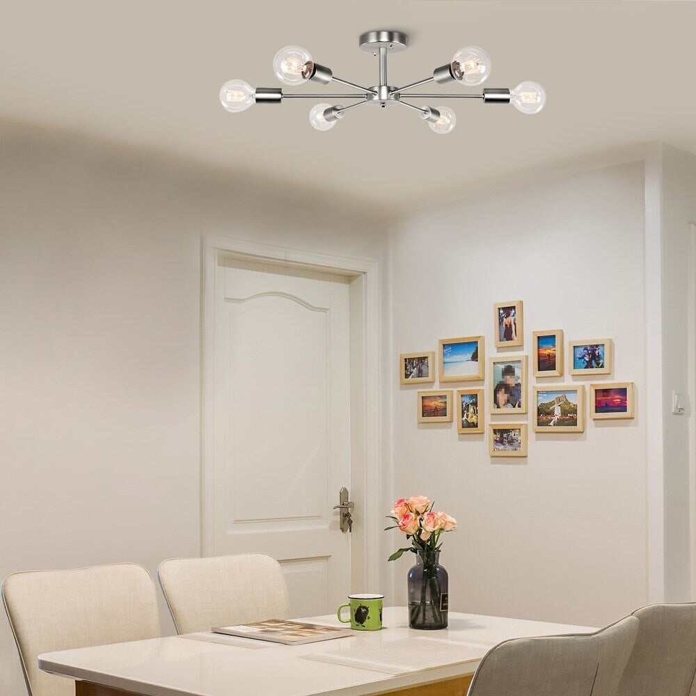 Lampada da soffitto semi-incassata Sputnik Linear Cluster a 6 luci, moderna e dimmerabile, industriale