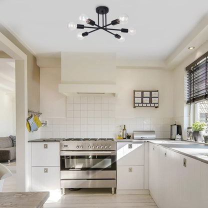 Lampada da soffitto semi-incassata moderna industriale lineare Sputnik Branch a 6 luci