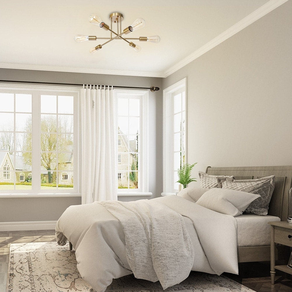 Lampada da soffitto semi-incassata moderna industriale lineare Sputnik Branch a 6 luci