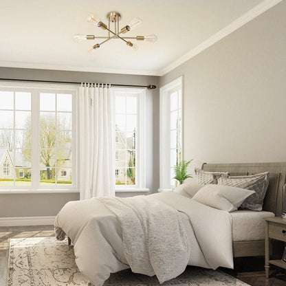 Lampada da soffitto semi-incassata moderna industriale lineare Sputnik Branch a 6 luci