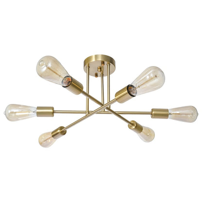Lampada da soffitto semi-incassata moderna industriale lineare Sputnik Branch a 6 luci