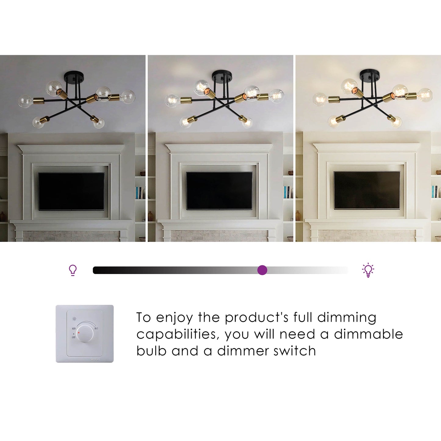 Lampada da soffitto semi-incassata moderna industriale lineare Sputnik Branch a 6 luci