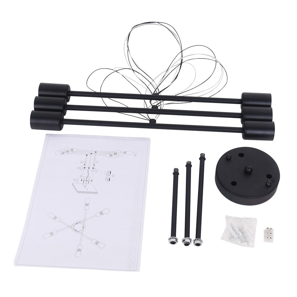 Lampada da soffitto semi-incassata moderna industriale lineare Sputnik Branch a 6 luci