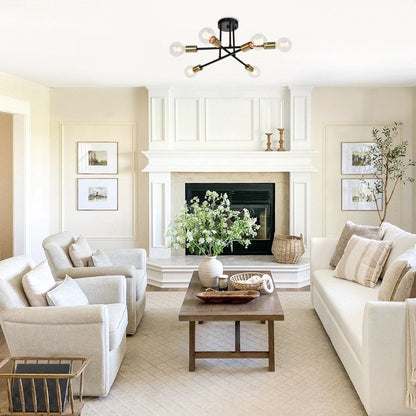 Lampada da soffitto semi-incassata moderna industriale lineare Sputnik Branch a 6 luci