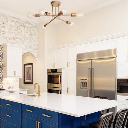 Lampada da soffitto semi-incassata moderna industriale lineare Sputnik Branch a 6 luci