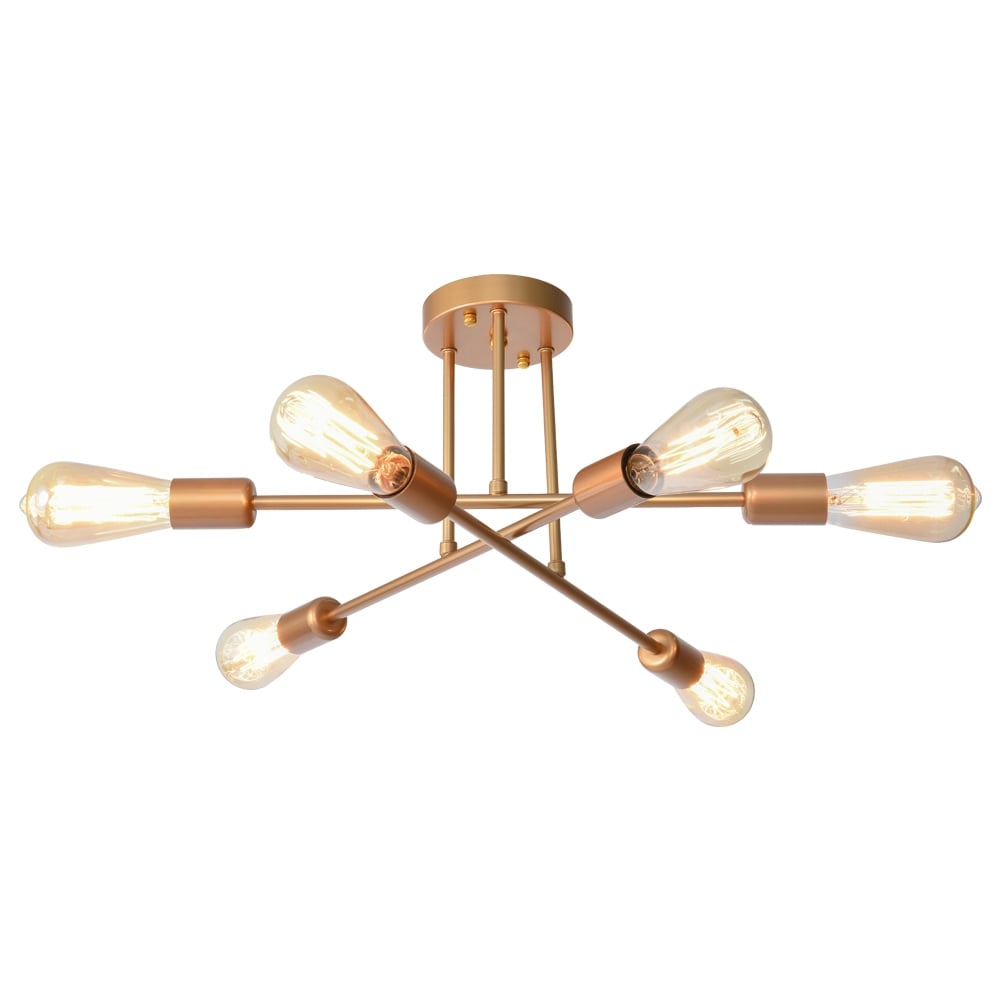 Lampada da soffitto semi-incassata moderna industriale lineare Sputnik Branch a 6 luci