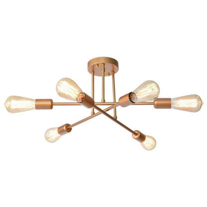 Lampada da soffitto semi-incassata moderna industriale lineare Sputnik Branch a 6 luci