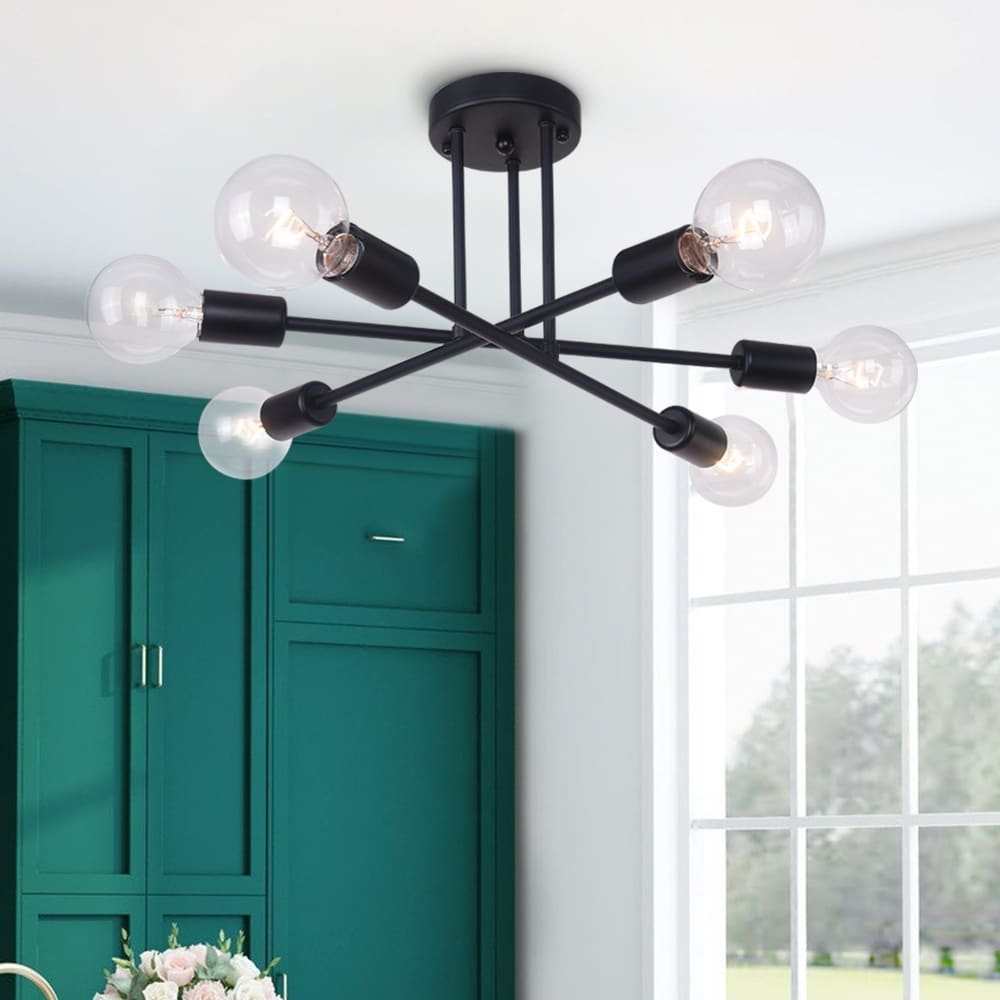Lampada da soffitto semi-incassata moderna industriale lineare Sputnik Branch a 6 luci