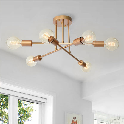 Lampada da soffitto semi-incassata moderna industriale lineare Sputnik Branch a 6 luci
