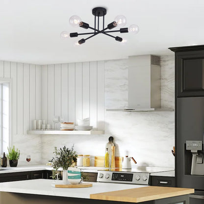 Lampada da soffitto semi-incassata moderna industriale lineare Sputnik Branch a 6 luci