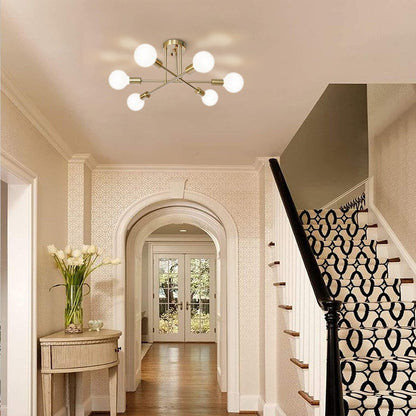 Lampada da soffitto semi-incassata moderna industriale lineare Sputnik Branch a 6 luci