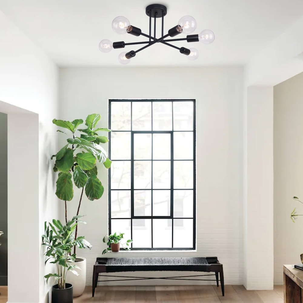Lampada da soffitto semi-incassata moderna industriale lineare Sputnik Branch a 6 luci