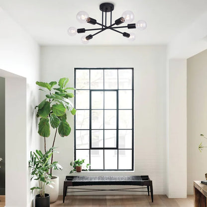 Lampada da soffitto semi-incassata moderna industriale lineare Sputnik Branch a 6 luci