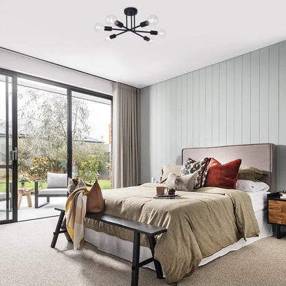 Lampada da soffitto semi-incassata moderna industriale lineare Sputnik Branch a 6 luci