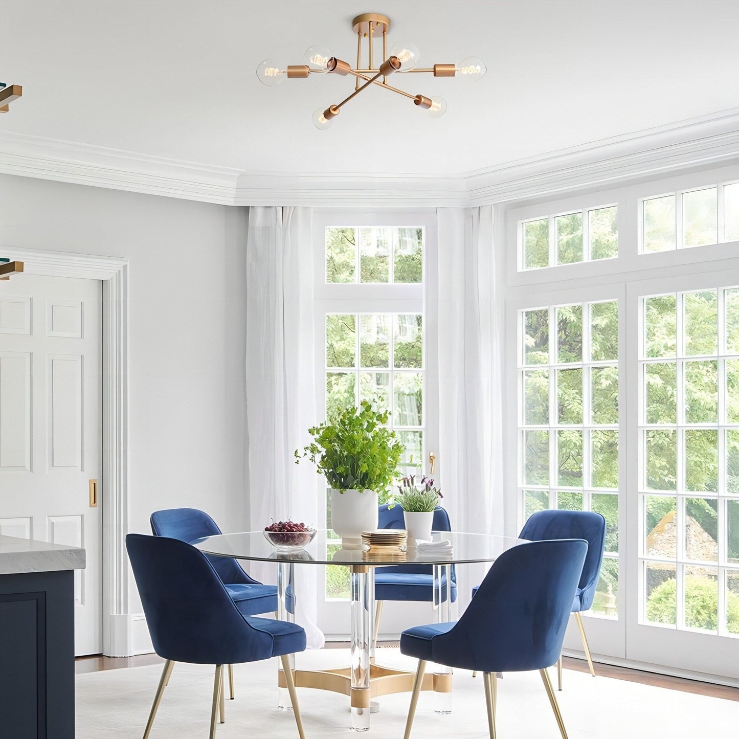 Lampada da soffitto semi-incassata moderna industriale lineare Sputnik Branch a 6 luci