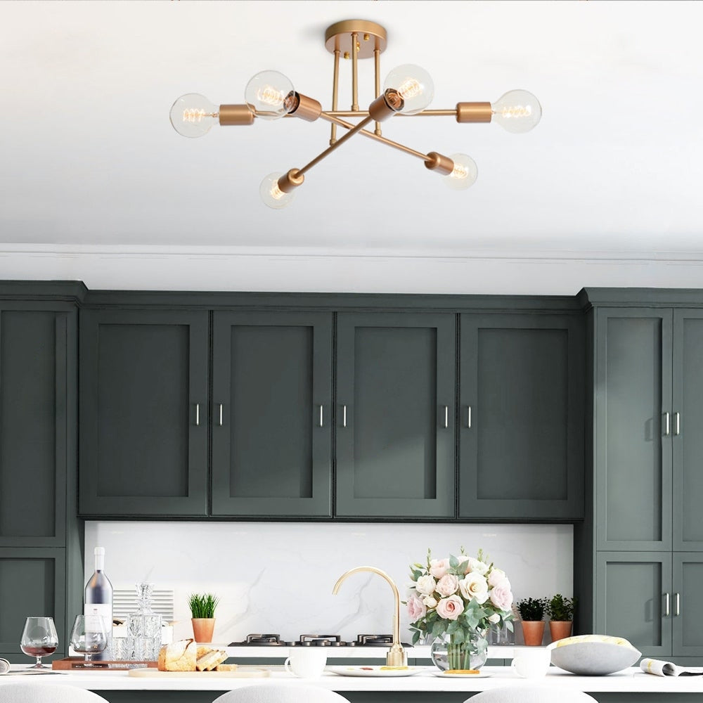 Lampada da soffitto semi-incassata moderna industriale lineare Sputnik Branch a 6 luci